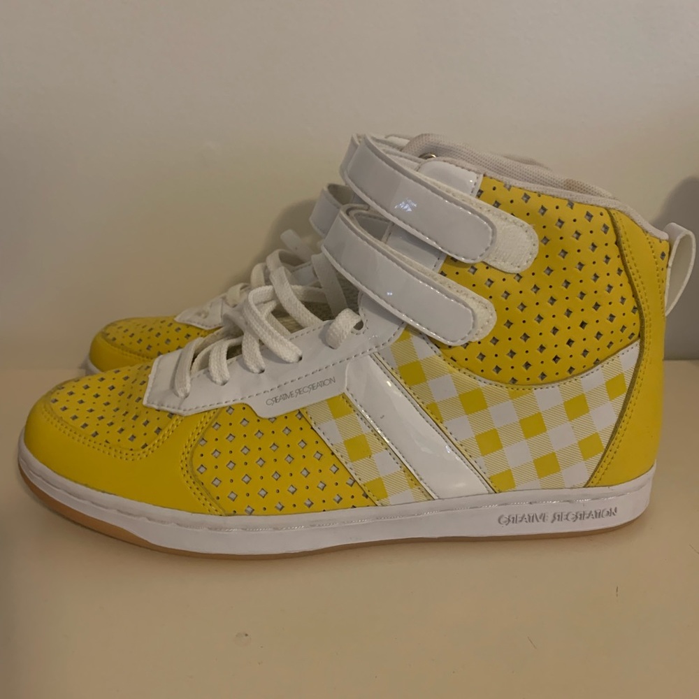 Creative Recreation high tops, yellow, women’s 9